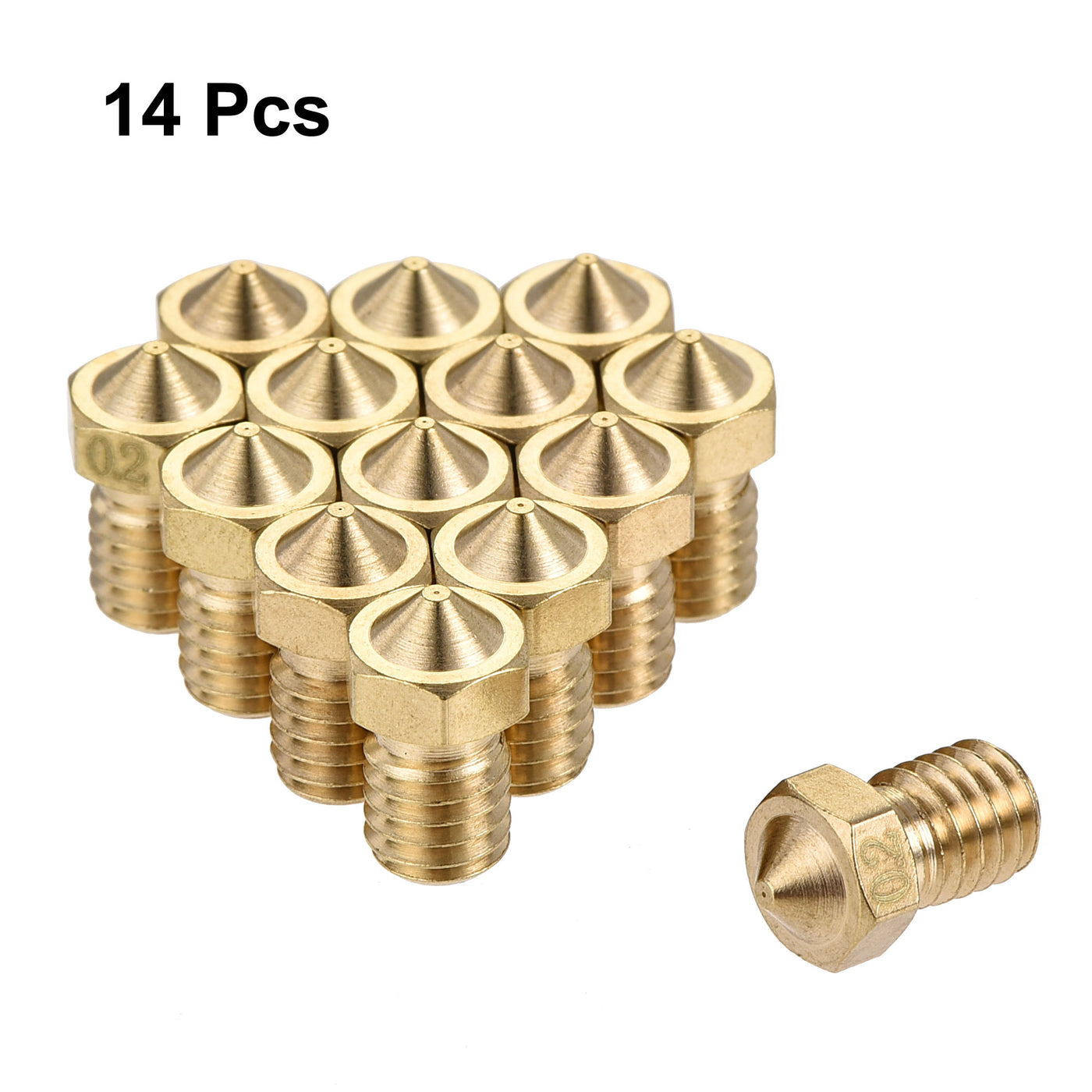 Harfington 0.2mm 3D Printer Nozzle, 14pcs M6 Thread for V5 V6 1.75mm Extruder Print, Brass