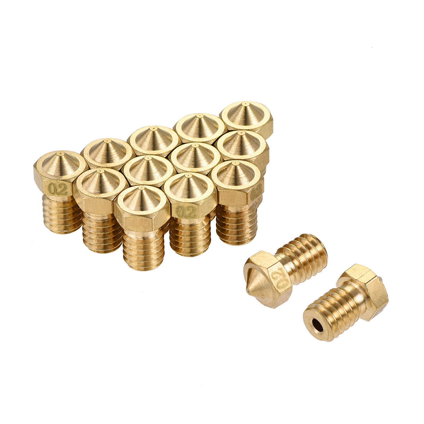 Harfington 0.2mm 3D Printer Nozzle, 14pcs M6 Thread for V5 V6 1.75mm Extruder Print, Brass