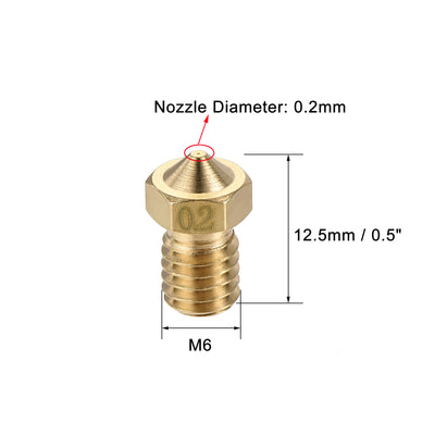 Harfington 0.2mm 3D Printer Nozzle, 20pcs M6 Thread for V5 V6 1.75mm Extruder Print, Brass