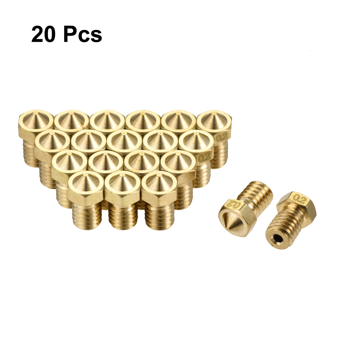 Harfington 0.2mm 3D Printer Nozzle, 20pcs M6 Thread for V5 V6 1.75mm Extruder Print, Brass