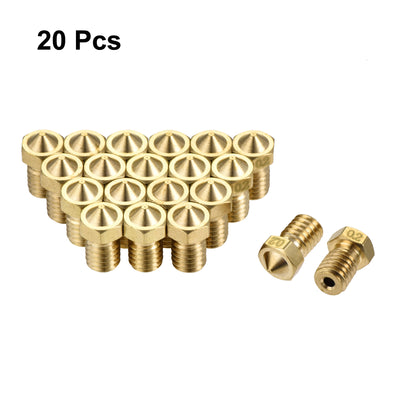Harfington 0.2mm 3D Printer Nozzle, 20pcs M6 Thread for V5 V6 1.75mm Extruder Print, Brass