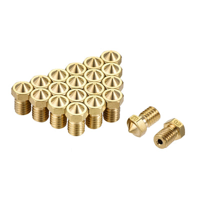 Harfington 0.2mm 3D Printer Nozzle, 20pcs M6 Thread for V5 V6 1.75mm Extruder Print, Brass
