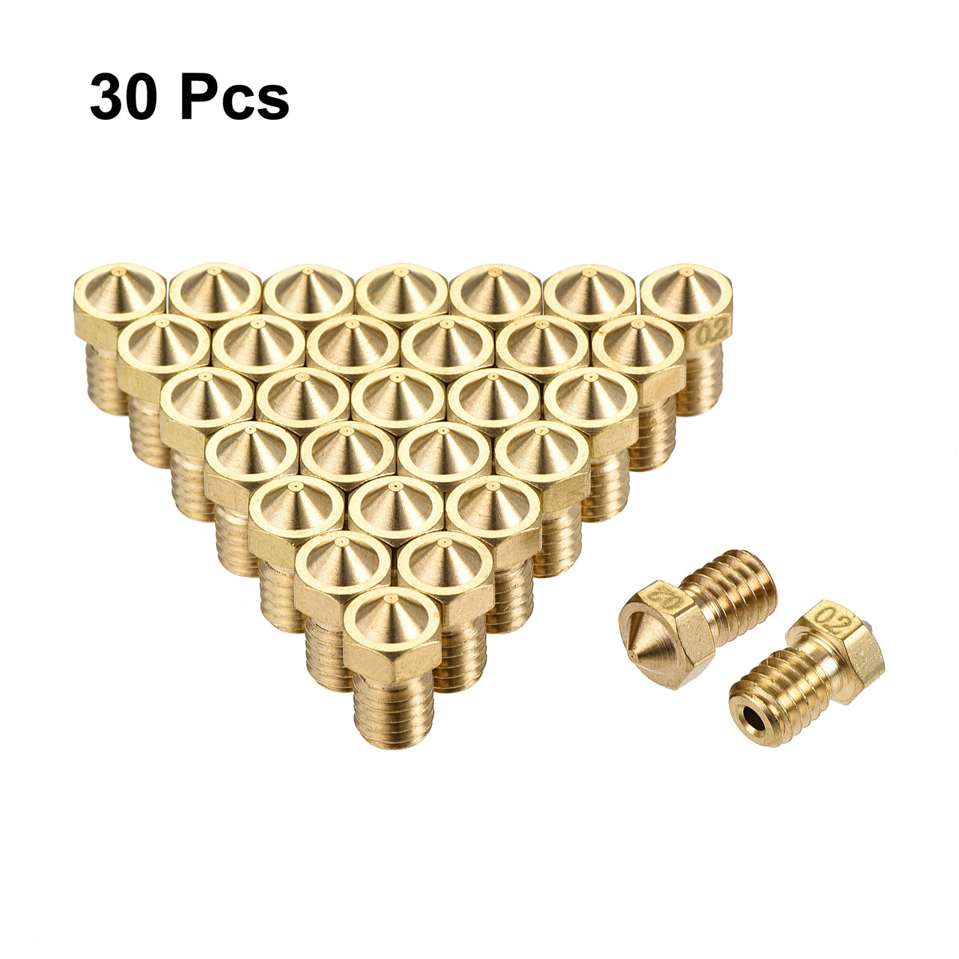 Harfington 0.2mm 3D Printer Nozzle, 30pcs M6 Thread for V5 V6 1.75mm Extruder Print, Brass