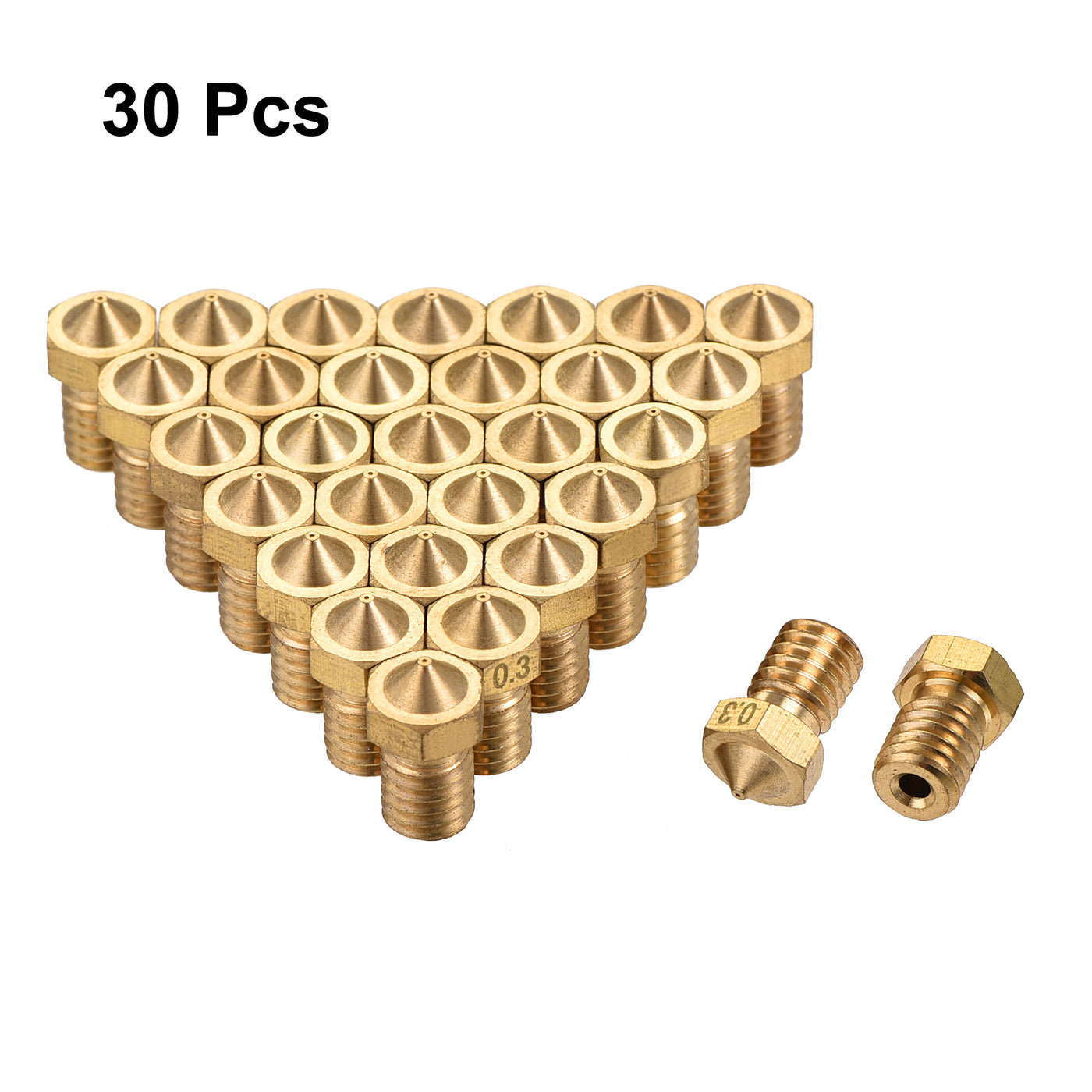 Harfington 0.3mm 3D Printer Nozzle, 30pcs M6 Thread for V5 V6 1.75mm Extruder Print, Brass
