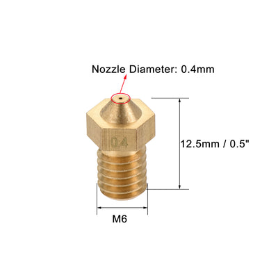 Harfington 0.4mm 3D Printer Nozzle, 14pcs M6 Thread for V5 V6 1.75mm Extruder Print, Brass