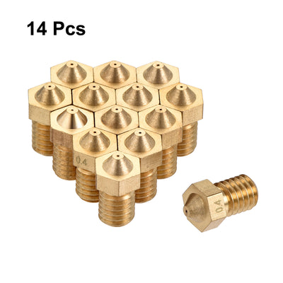 Harfington 0.4mm 3D Printer Nozzle, 14pcs M6 Thread for V5 V6 1.75mm Extruder Print, Brass
