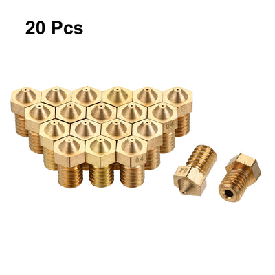 Harfington 0.4mm 3D Printer Nozzle, 20pcs M6 Thread for V5 V6 1.75mm Extruder Print, Brass