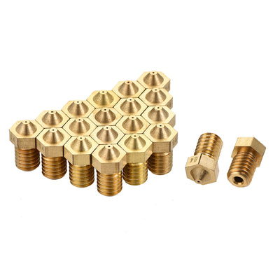 Harfington 0.4mm 3D Printer Nozzle, 20pcs M6 Thread for V5 V6 1.75mm Extruder Print, Brass