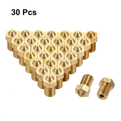 Harfington 0.4mm 3D Printer Nozzle, 30pcs M6 Thread for V5 V6 1.75mm Extruder Print, Brass
