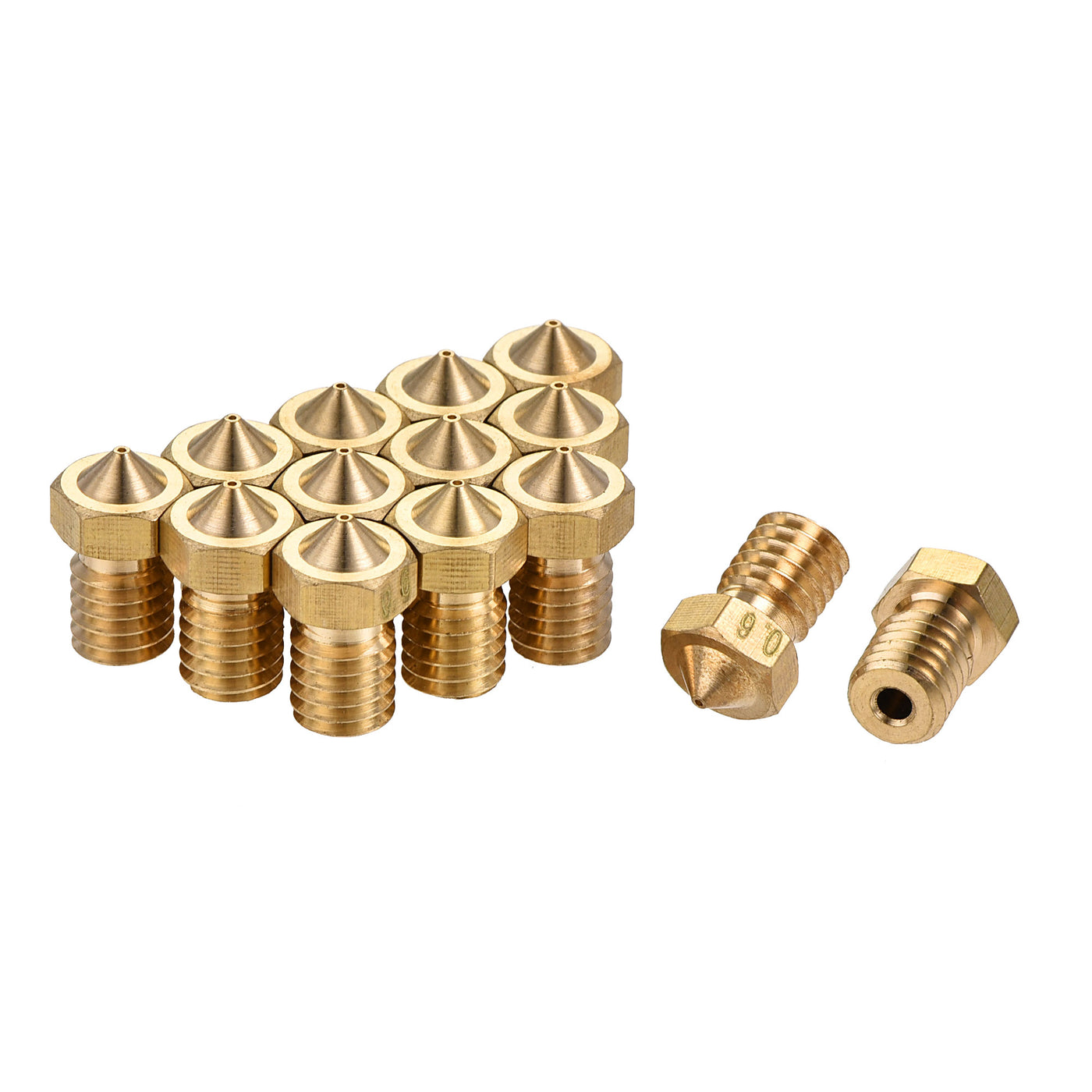 Harfington 0.6mm 3D Printer Nozzle, 14pcs M6 Thread for V5 V6 1.75mm Extruder Print, Brass