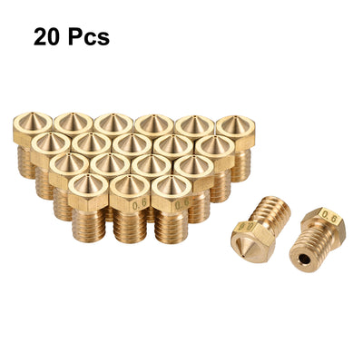 Harfington 0.6mm 3D Printer Nozzle, 20pcs M6 Thread for V5 V6 1.75mm Extruder Print, Brass