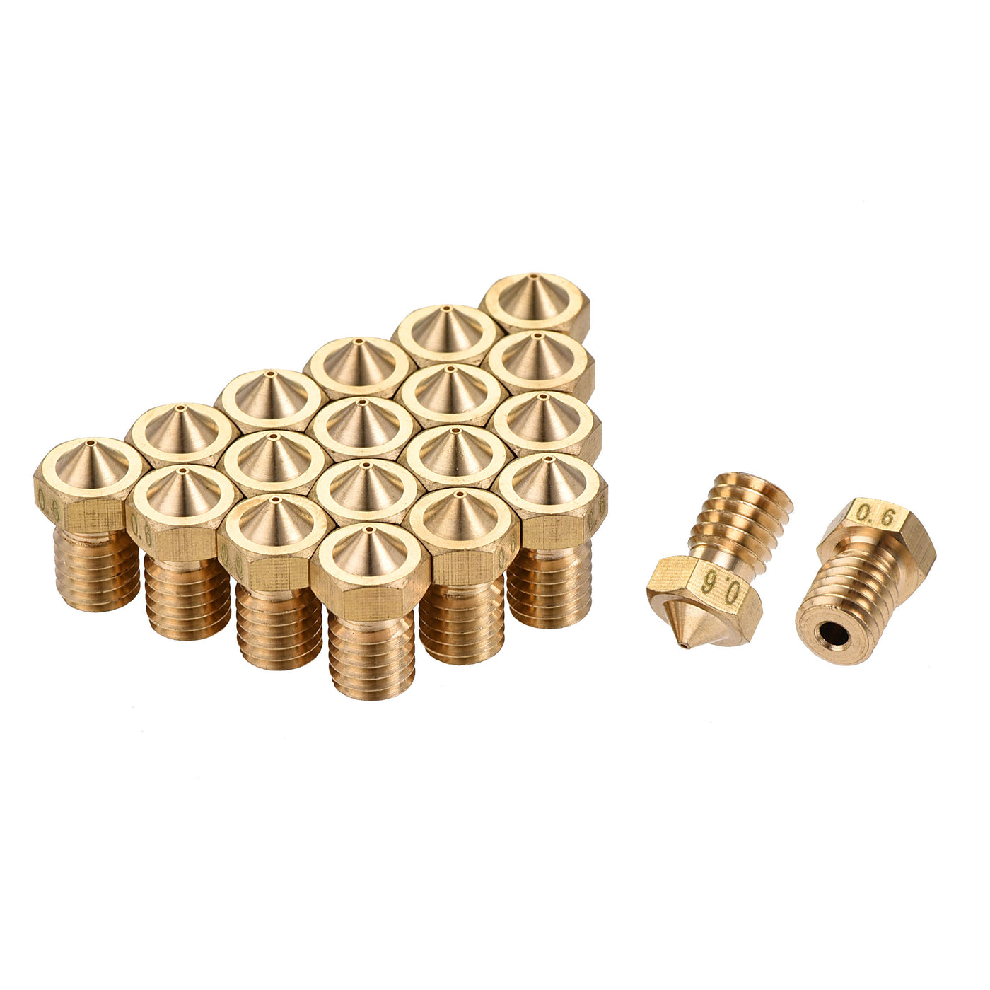 Harfington 0.6mm 3D Printer Nozzle, 20pcs M6 Thread for V5 V6 1.75mm Extruder Print, Brass