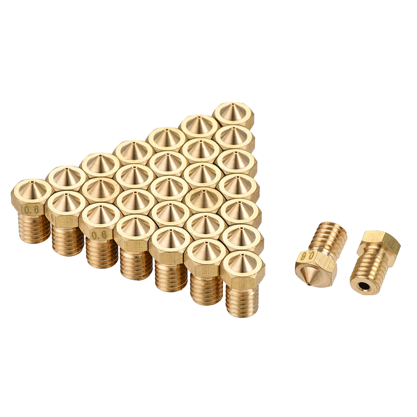 Harfington 0.6mm 3D Printer Nozzle, 30pcs M6 Thread for V5 V6 1.75mm Extruder Print, Brass