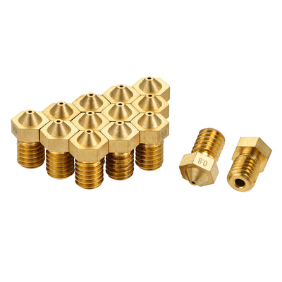 Harfington 0.8mm 3D Printer Nozzle, 14pcs M6 Thread for V5 V6 1.75mm Extruder Print, Brass