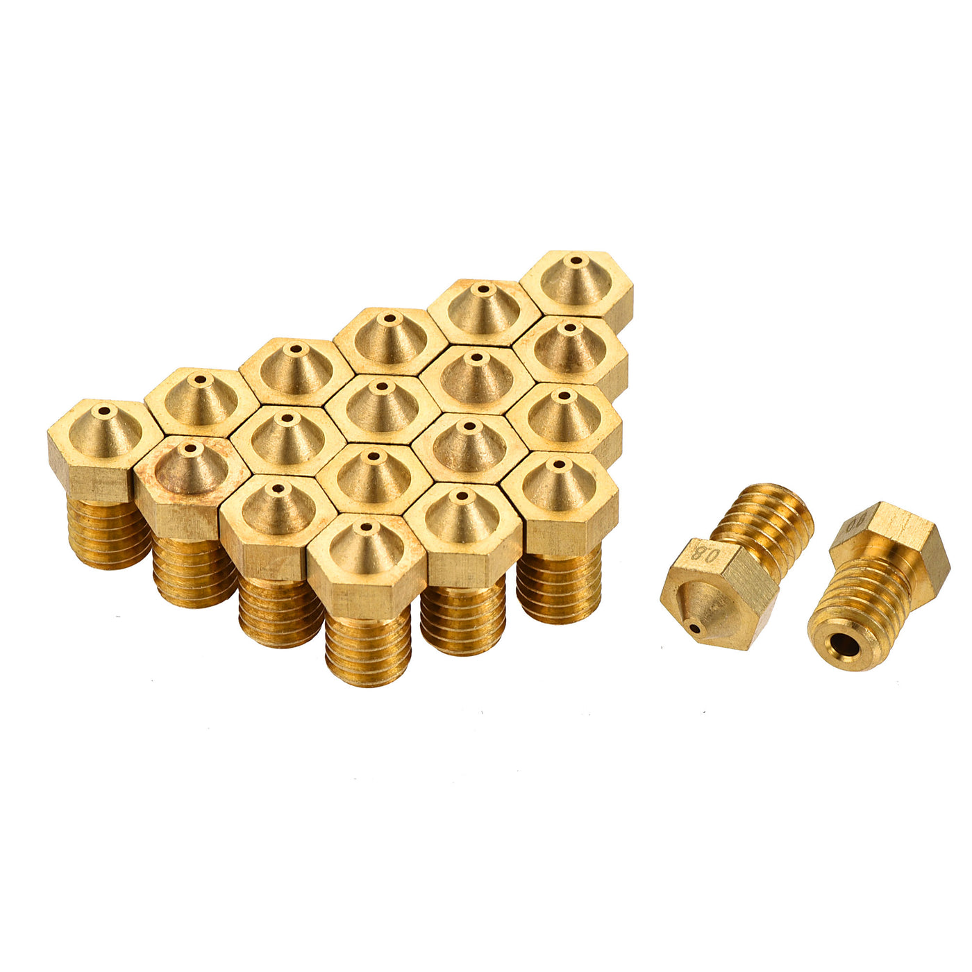 Harfington 0.8mm 3D Printer Nozzle, 20pcs M6 Thread for V5 V6 1.75mm Extruder Print, Brass