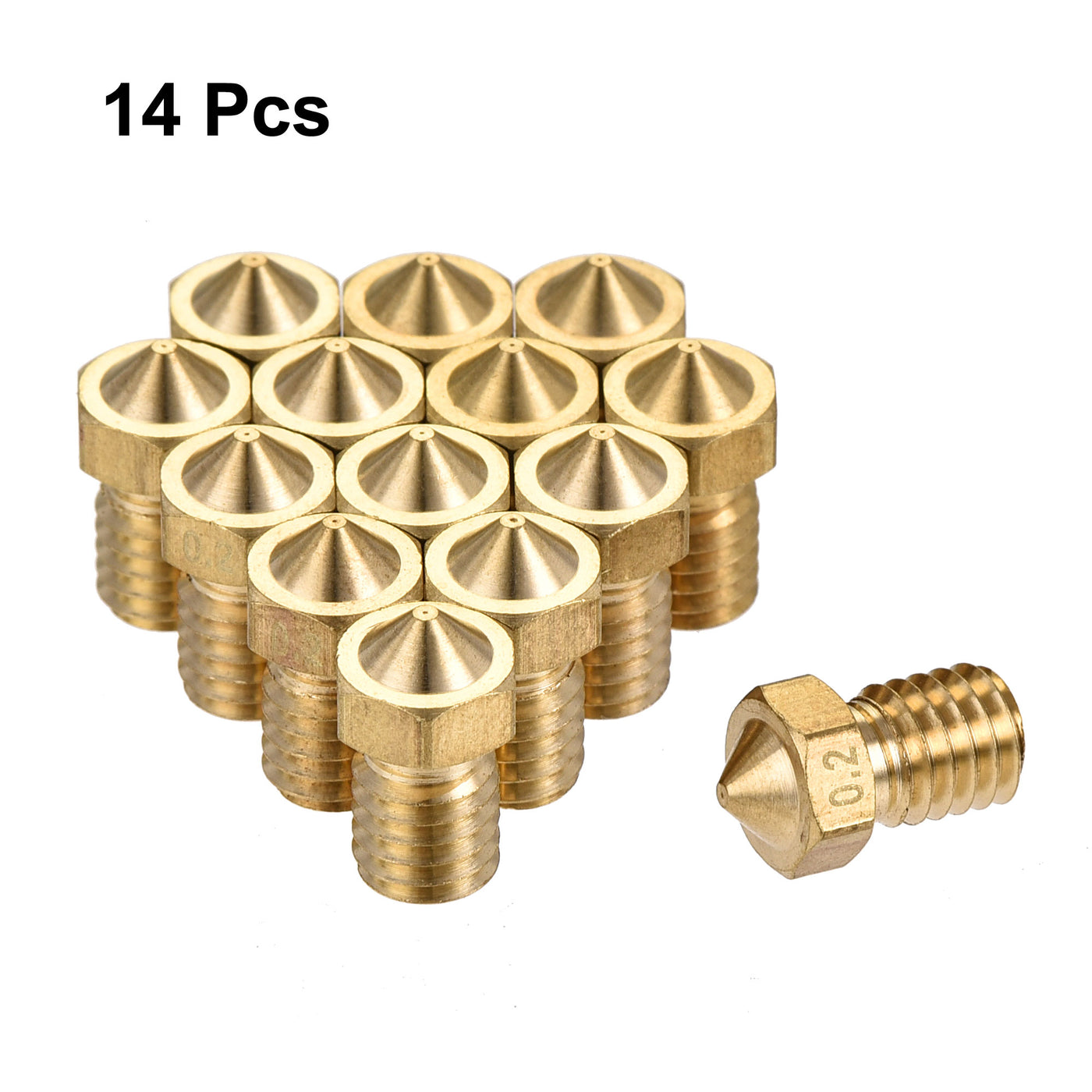 Harfington 0.2mm 3D Printer Nozzle, 14pcs M6 Thread for V5 V6 3mm Extruder Print, Brass