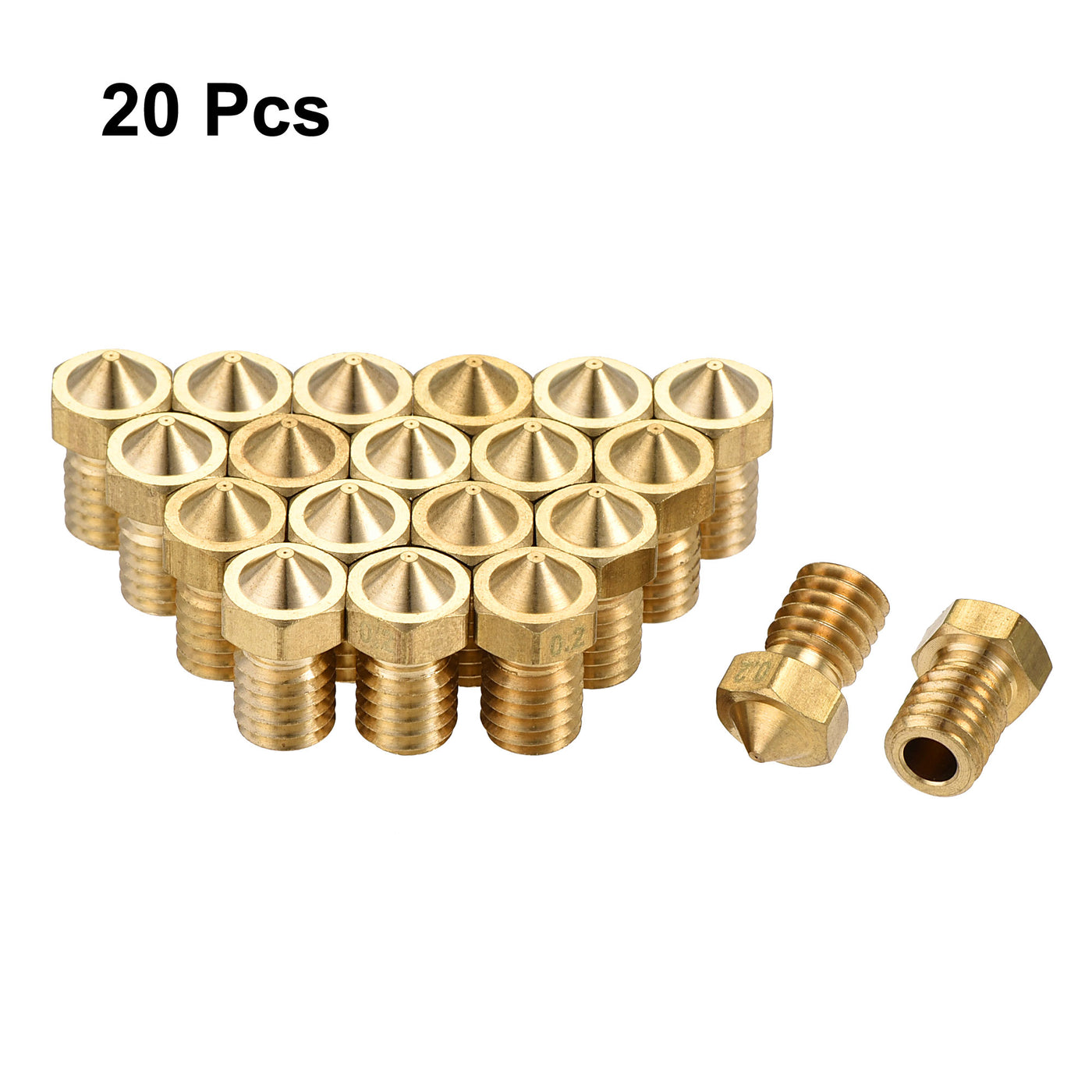 Harfington 0.2mm 3D Printer Nozzle, 20pcs M6 Thread for V5 V6 3mm Extruder Print, Brass