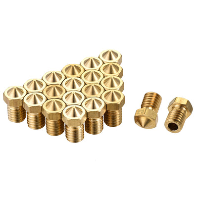 Harfington 0.2mm 3D Printer Nozzle, 20pcs M6 Thread for V5 V6 3mm Extruder Print, Brass