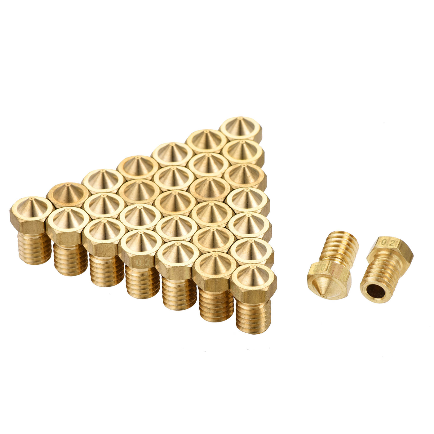 Harfington 0.2mm 3D Printer Nozzle, 30pcs M6 Thread for V5 V6 3mm Extruder Print, Brass
