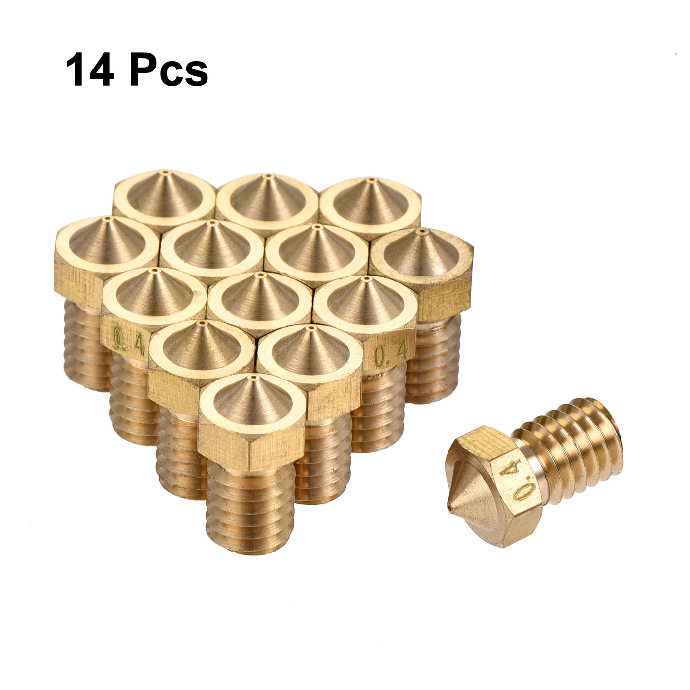Harfington 0.4mm 3D Printer Nozzle, 14pcs M6 Thread for V5 V6 3mm Extruder Print, Brass