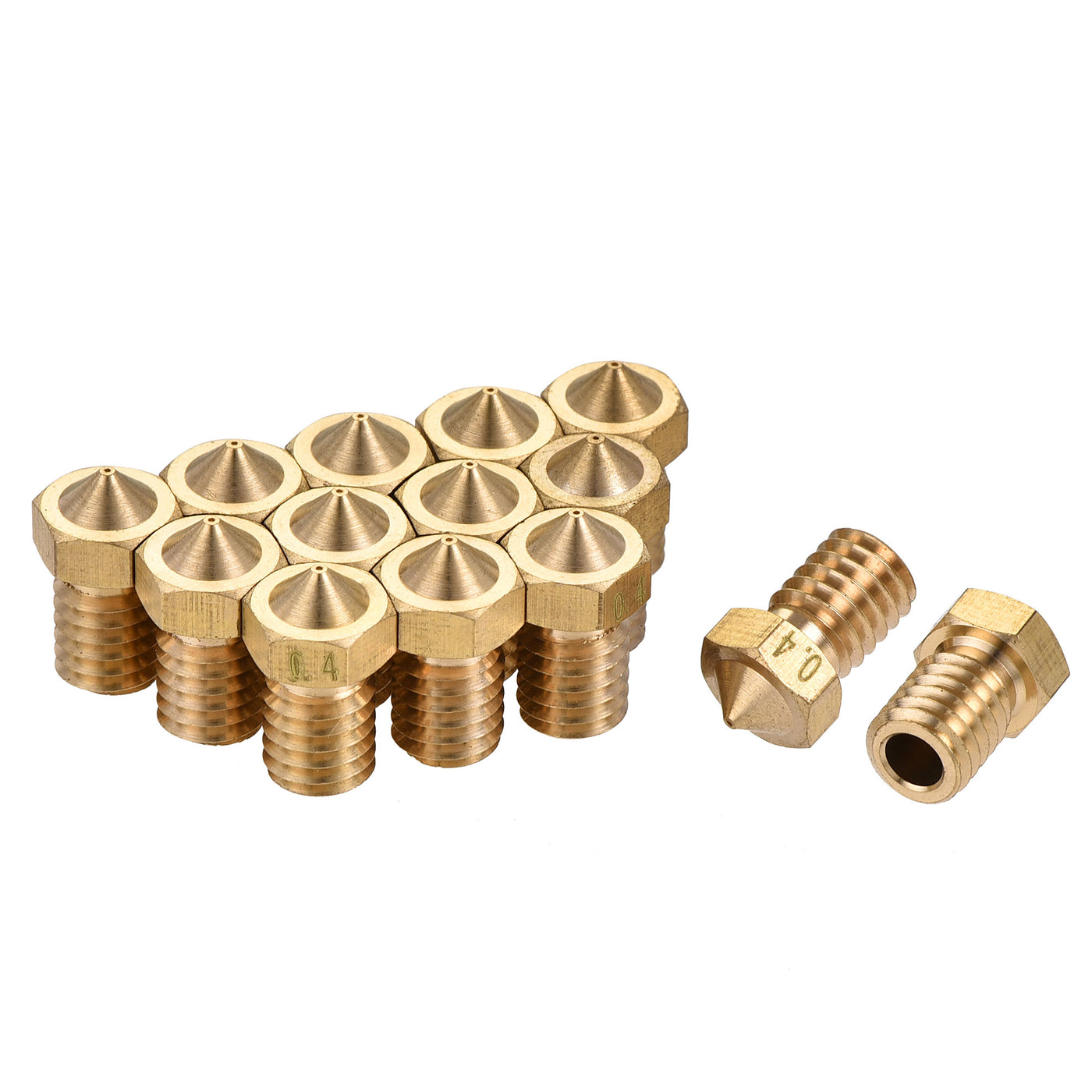 Harfington 0.4mm 3D Printer Nozzle, 14pcs M6 Thread for V5 V6 3mm Extruder Print, Brass
