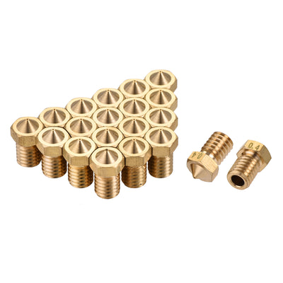Harfington 0.4mm 3D Printer Nozzle, 20pcs M6 Thread for V5 V6 3mm Extruder Print, Brass