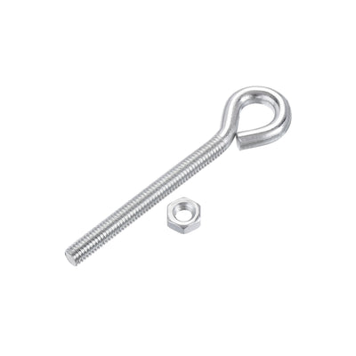 Harfington M6x60mm Eye Hooks Screws Bolts Kit, 10pcs Carbon Steel Hanger Eyelet Hooks Screw