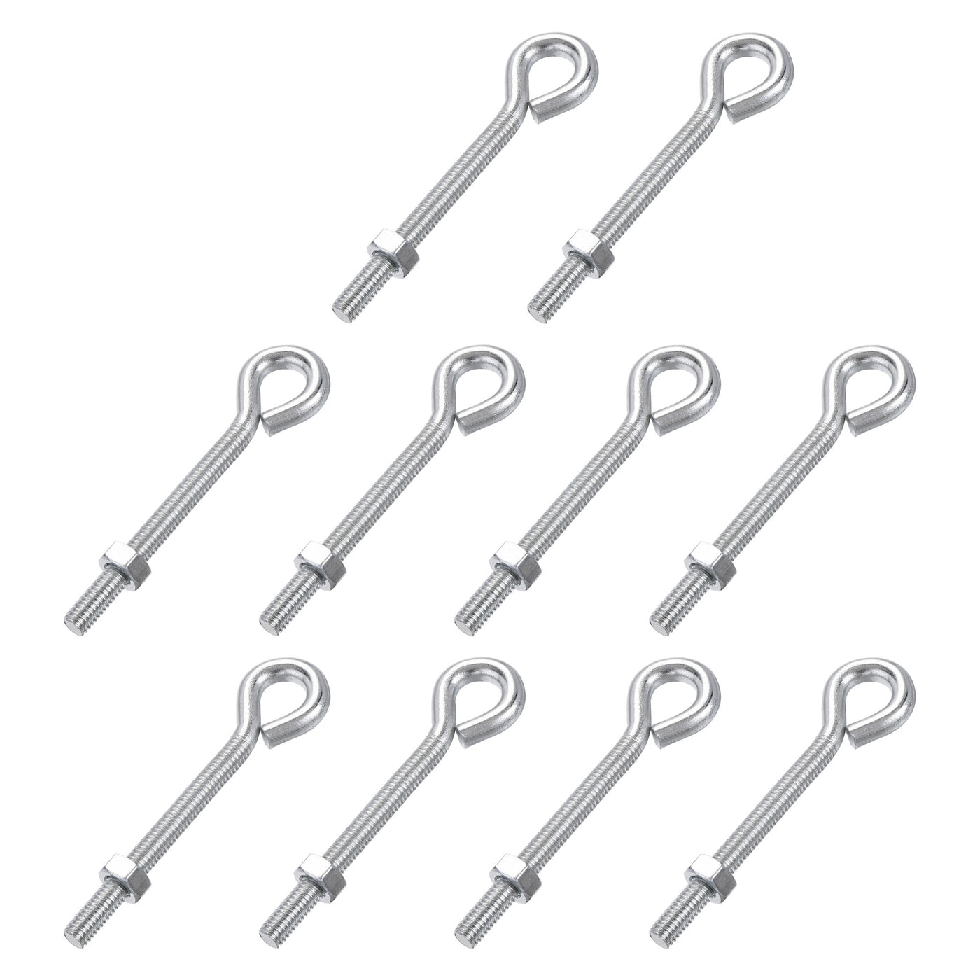 Harfington M6x60mm Eye Hooks Screws Bolts Kit, 10pcs Carbon Steel Hanger Eyelet Hooks Screw