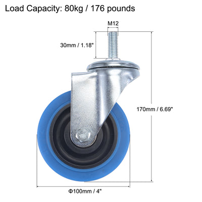 Harfington Swivel Stem Caster Diameter Load Capacity, for Workbench, TPR