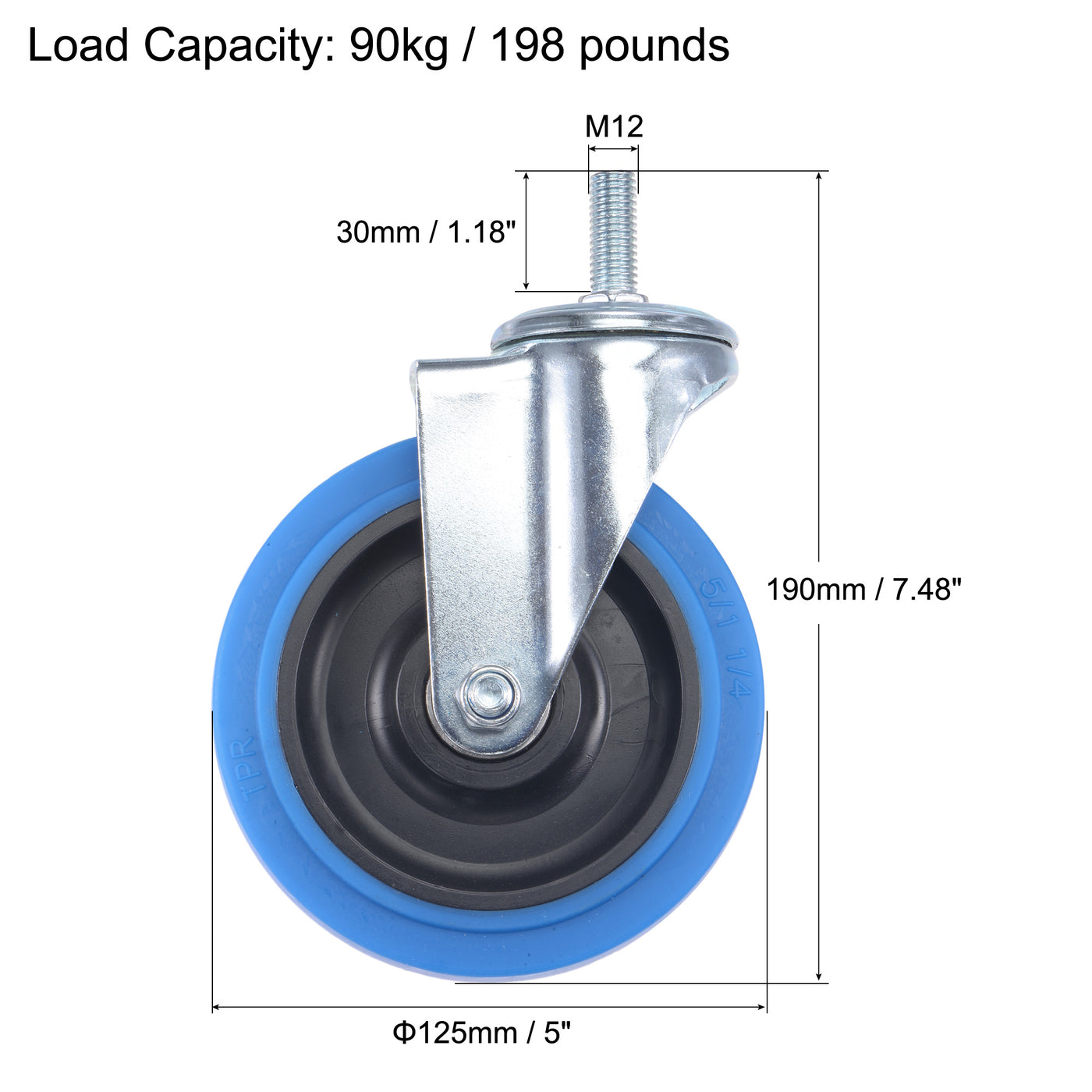 Harfington Swivel Stem Caster Diameter Load Capacity, for Workbench, TPR