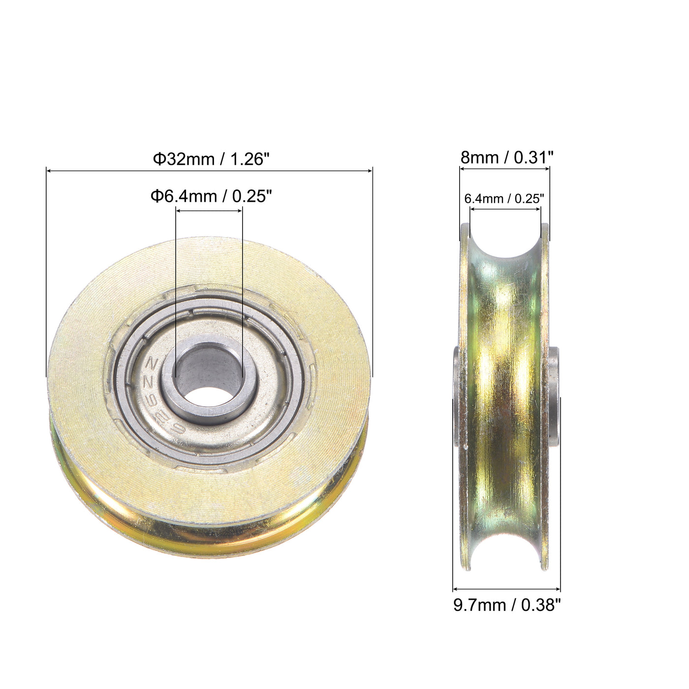 Harfington Sliding Door Roller U Groove Bearing Steel