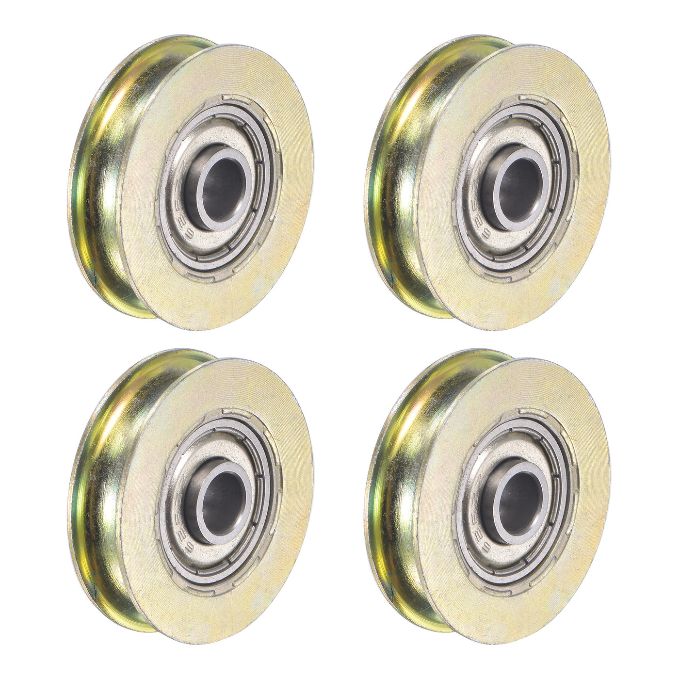 Harfington Sliding Door Roller U Groove 6.4mm Shaft Hole 32mm Diameter, Bearing Steel, Pack of 4