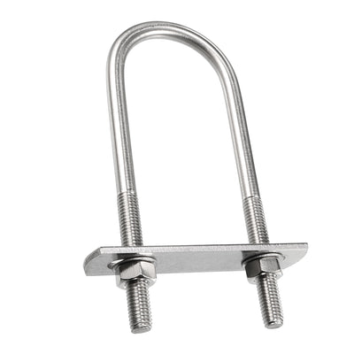Harfington Round U-Bolt M8x44mmx129mm 304 Stainless Steel with Nut Plate Washer