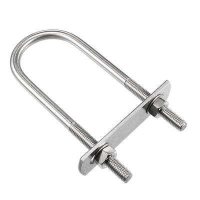 Harfington Round U-Bolt M8x44mmx129mm 304 Stainless Steel with Nut Plate Washer