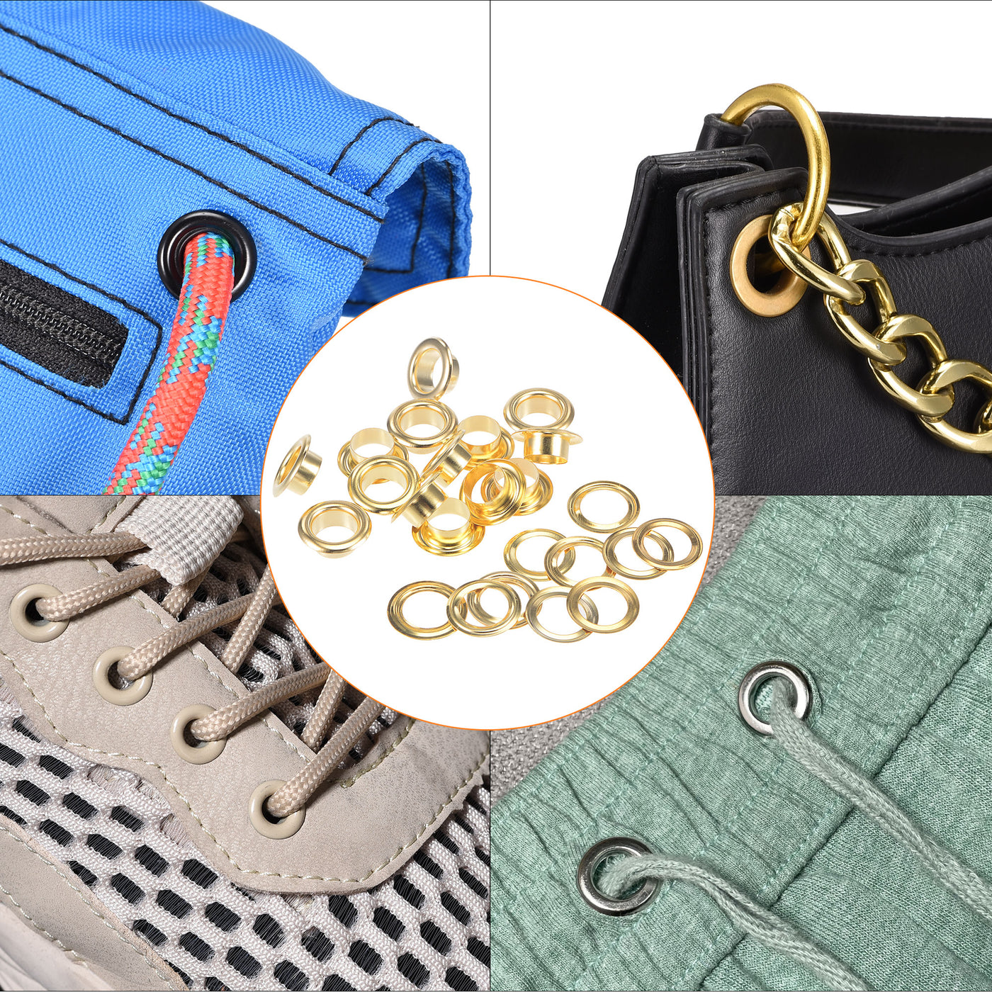 Harfington Grommets Eyelets with Washers Kit, Copper Grommet Chrome Plated for Leather