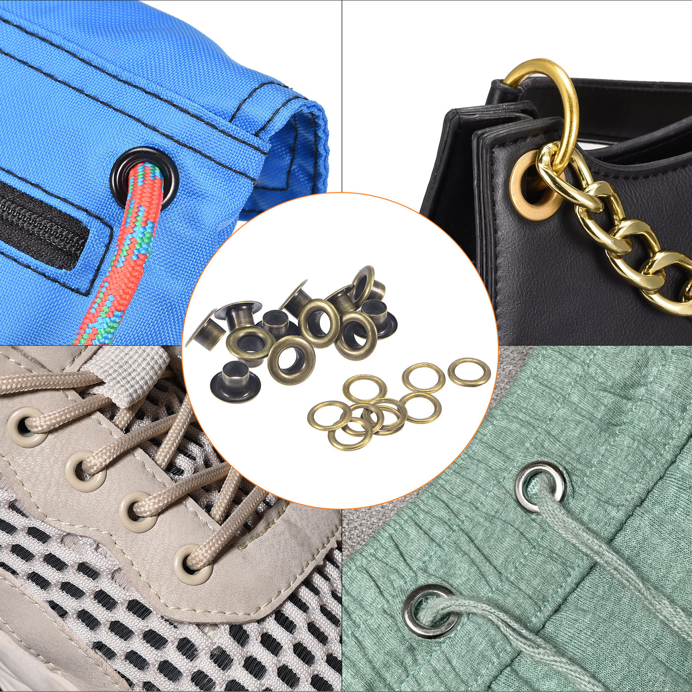 Harfington Grommets Eyelets with Washers Kit, Copper Grommet Chrome Plated for Craft for Leather