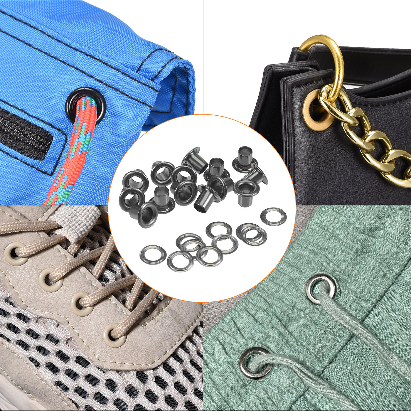 Harfington Grommets Eyelets with Washers Kit, Copper Grommet Chrome Plated for Clothes