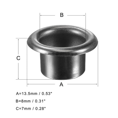 Harfington Eyelet with Washer 13.5x8x7mm Alloy Grommet Black 200 Set