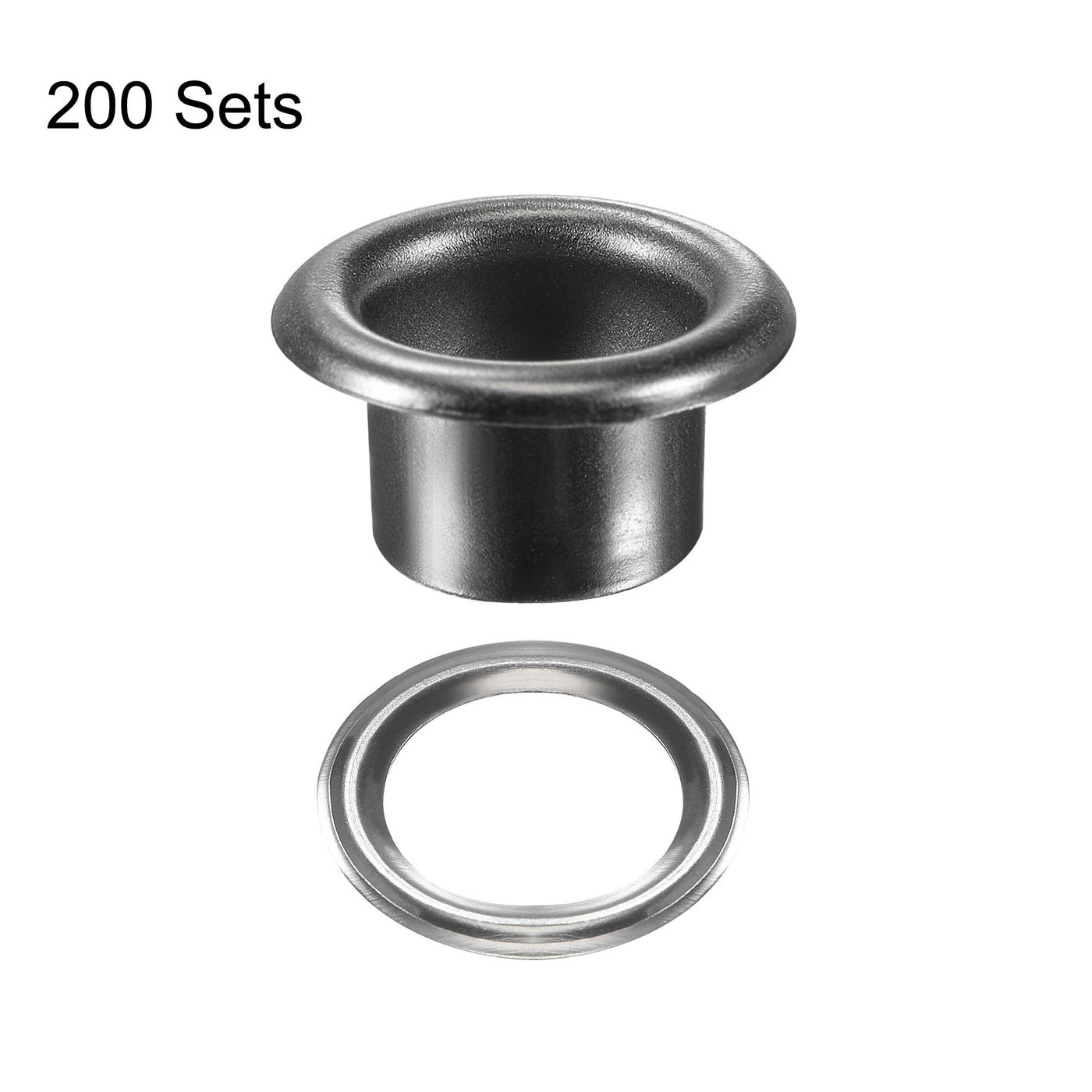 Harfington Eyelet with Washer 13.5x8x7mm Alloy Grommet Black 200 Set
