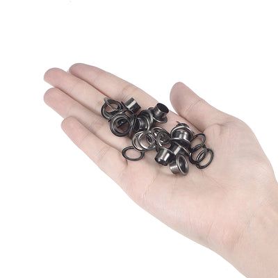 Harfington Eyelet with Washer 13.5x8x7mm Alloy Grommet Black 200 Set