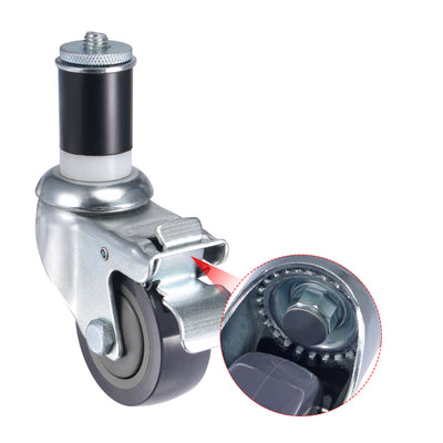 Harfington Swivel Expanding Stem Caster with Brake Load Capacity, for Kitchen Prep Tables, Rubber