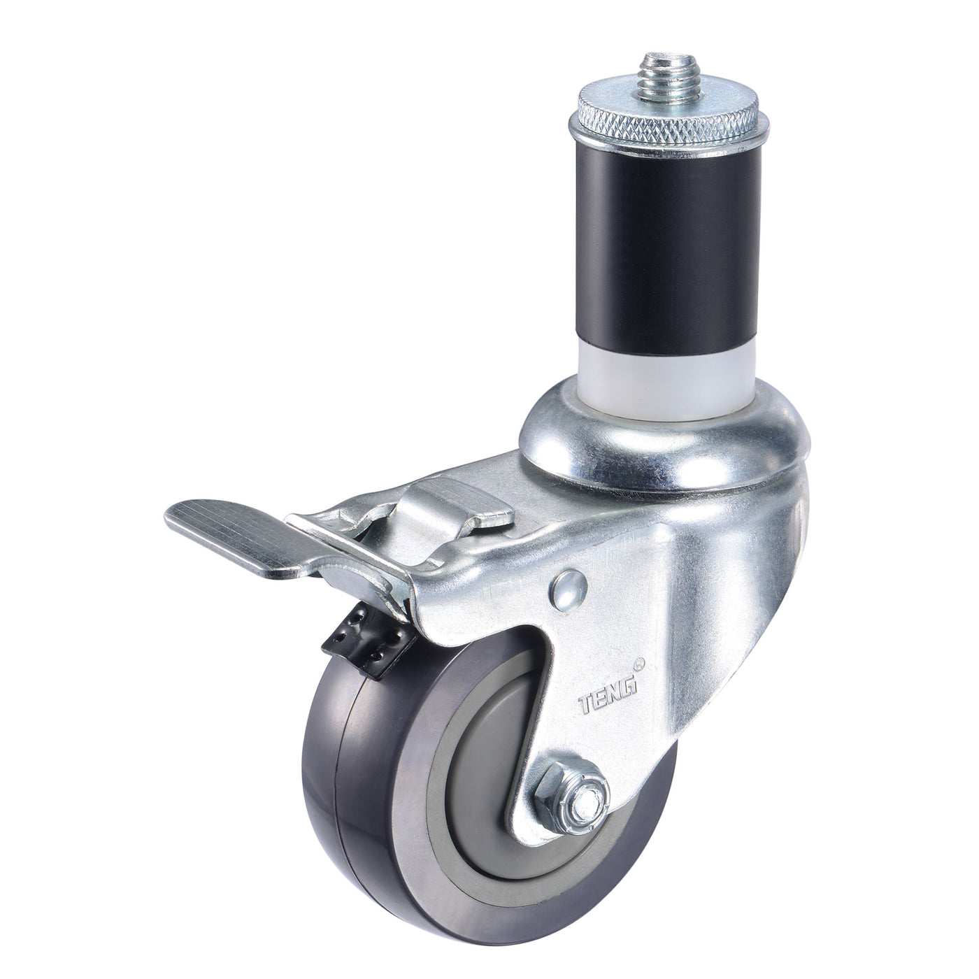Harfington Swivel Expanding Stem Caster with Brake Load Capacity, for Kitchen Prep Tables, Rubber
