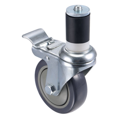Harfington Swivel Expanding Stem Caster with Brake Load Capacity, for Kitchen Prep Tables, Rubber