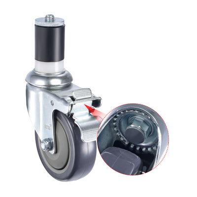 Harfington Swivel Expanding Stem Caster with Brake Load Capacity, for Kitchen Prep Tables, Rubber