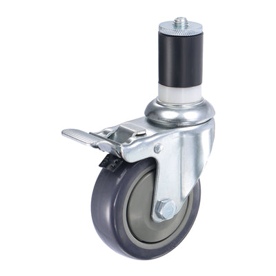 Harfington Swivel Expanding Stem Caster with Brake Load Capacity, for Kitchen Prep Tables, Rubber