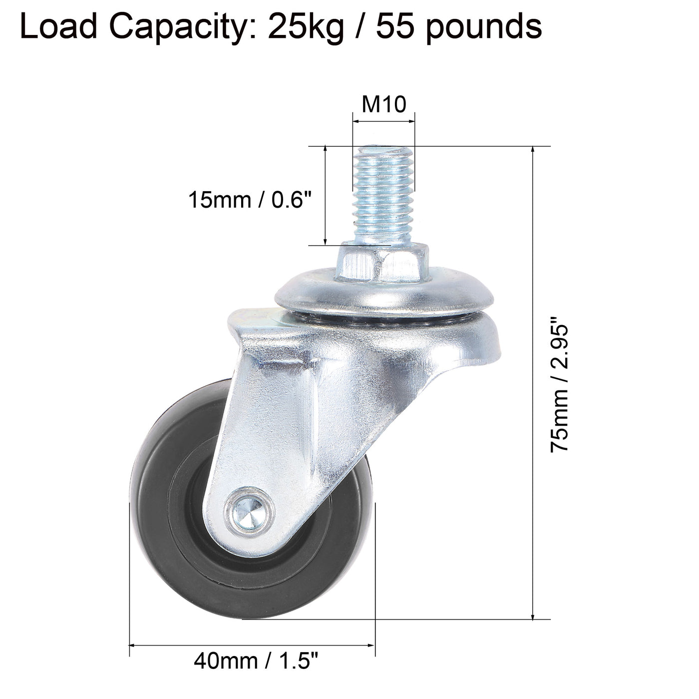 Harfington Swivel Stem Caster for Workbench Trolley, PU
