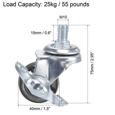 Harfington Swivel Stem Caster with Brake for Workbench Trolley, PU