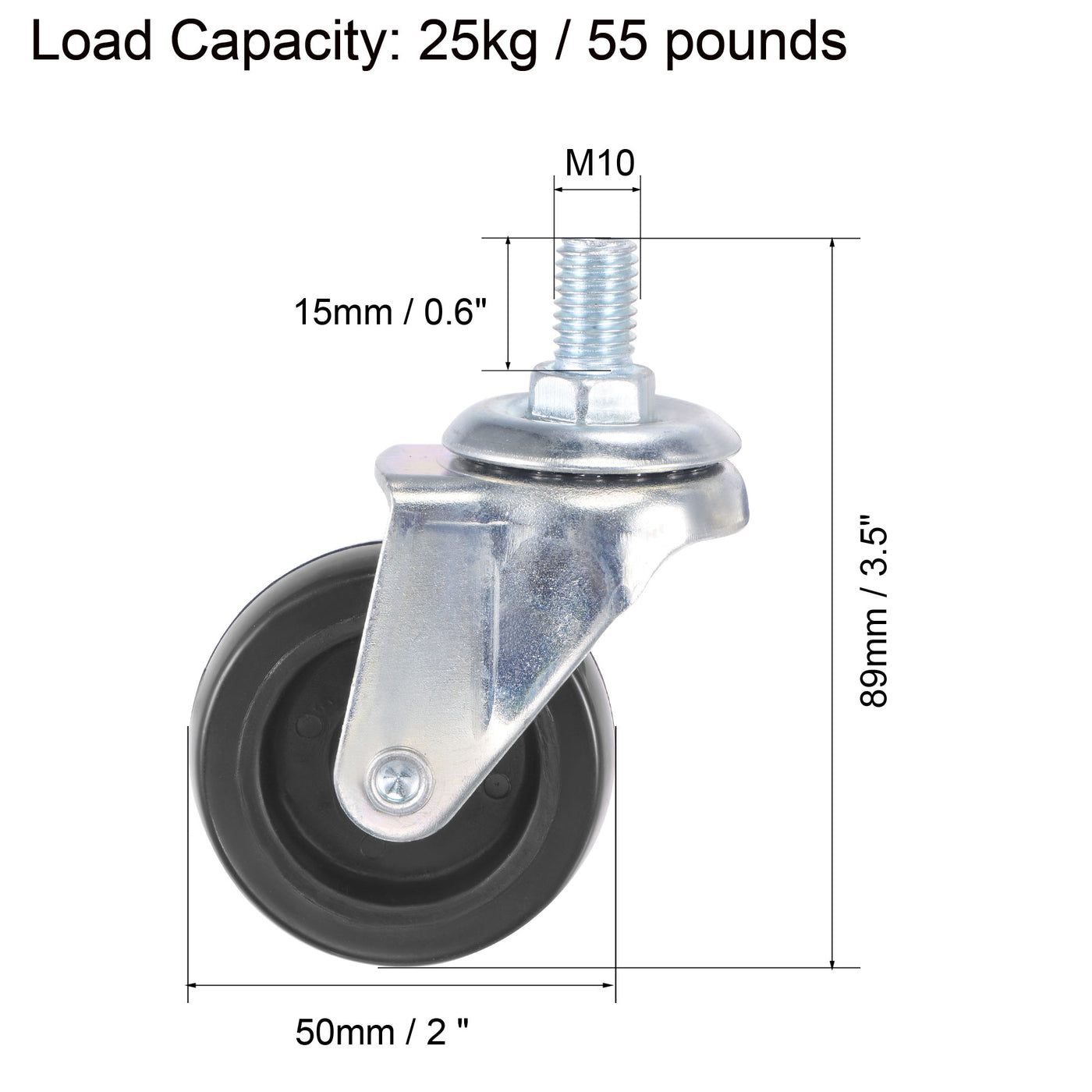 Harfington Swivel Stem Caster for Workbench Trolley, PU