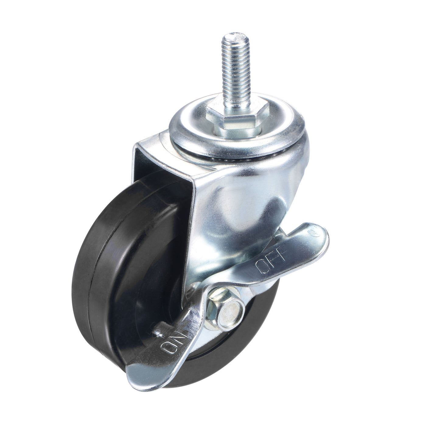 Harfington Swivel Stem Caster with Brake 3" Dia 110Lbs Load Capacity, Rubber, Black