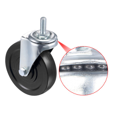 Harfington Swivel Stem Caster 4" Diameter 132Lbs Load Capacity, Rubber, Black